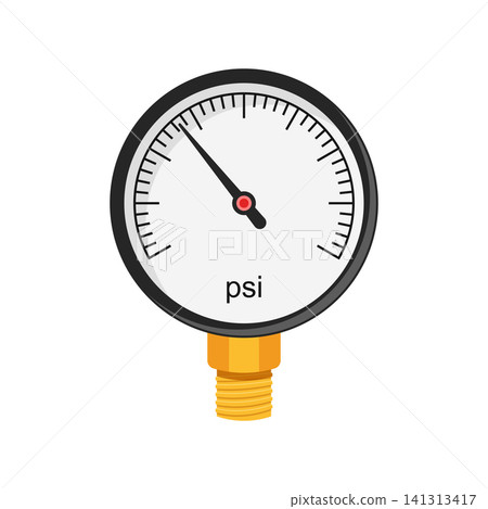 Pressure gauge icon in flat style. Manometer vector illustration on isolated background. Pressure measurement sign business concept. Pressure gauge icon in flat style. Manometer vector illustration on isolated background. Pressure measurement sign business concept. 141313417