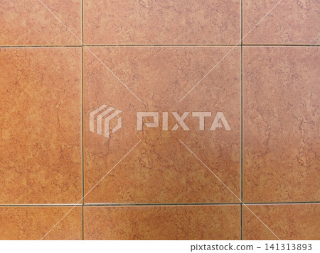 Brown terracotta ceramic floor tiles texture background, top view. Brown terracotta ceramic floor tiles texture background, top view. 141313893