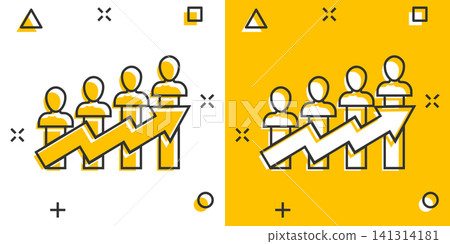 Performance icon in comic style. Career vector cartoon illustration on white isolated background. People with arrow business concept splash effect. Performance icon in comic style. Career vector cartoon illustration on white isolated background. People with arrow business concept splash effect. 141314181