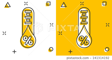 Humidity icon in comic style. Climate vector cartoon illustration on white isolated background. Temperature forecast business concept splash effect. Humidity icon in comic style. Climate vector cartoon illustration on white isolated background. Temperature forecast business concept splash effect. 141314192