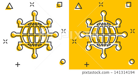 Global network icon in comic style. Cyber world vector cartoon illustration on white isolated background. Earth business concept splash effect. Global network icon in comic style. Cyber world vector cartoon illustration on white isolated background. Earth business concept splash effect. 141314194