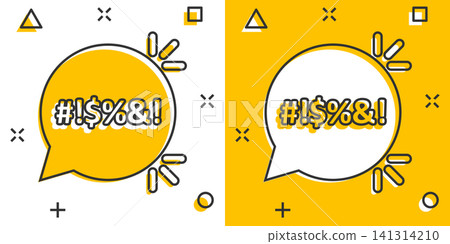 Shout speech bubble icon in comic style. Complain vector cartoon illustration on white isolated background. Angry emotion business concept splash effect. 141314210