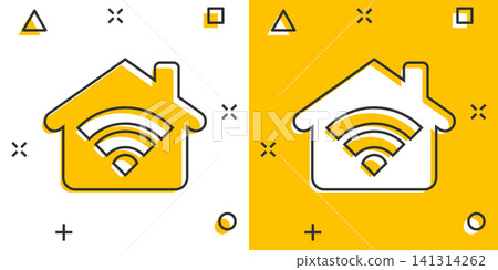 Smart home icon in comic style. House control vector cartoon illustration pictogram. Smart home business concept splash effect. 141314262