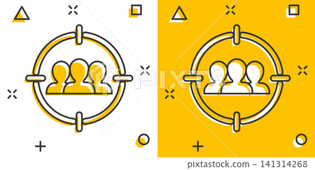 Target audience icon in comic style. Focus on people vector cartoon illustration pictogram. Human resources business concept splash effect. Target audience icon in comic style. Focus on people vector cartoon illustration pictogram. Human resources business concept splash effect. 141314268