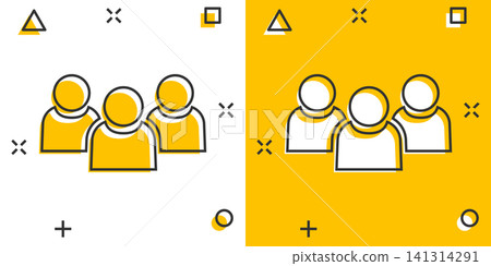 People communication icon in comic style. People vector cartoon illustration pictogram. Partnership business concept splash effect. 141314291