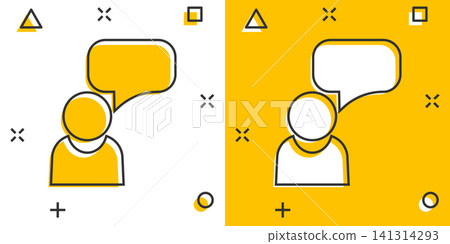 People with speech bubble icon in comic style. Business agreement vector cartoon illustration pictogram. Partnership talk business concept splash effect. People with speech bubble icon in comic style. Business agreement vector cartoon illustration pictogram. Partnership talk business concept splash effect. 141314293