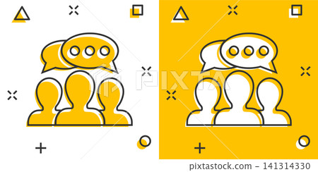 Speak chat sign icon in comic style. Bubble dialog vector cartoon illustration on white isolated background. Team discussion button business concept splash effect. Speak chat sign icon in comic style. Bubble dialog vector cartoon illustration on white isolated background. Team discussion button business concept splash effect. 141314330
