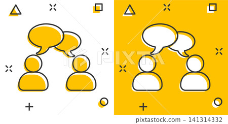 Speak chat sign icon in comic style. Bubble dialog vector cartoon illustration on white isolated background. Team discussion button business concept splash effect. Speak chat sign icon in comic style. Bubble dialog vector cartoon illustration on white isolated background. Team discussion button business concept splash effect. 141314332