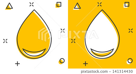 Water drop icon in comic style. Raindrop vector cartoon illustration pictogram. Droplet water blob business concept splash effect. Water drop icon in comic style. Raindrop vector cartoon illustration pictogram. Droplet water blob business concept splash effect. 141314430