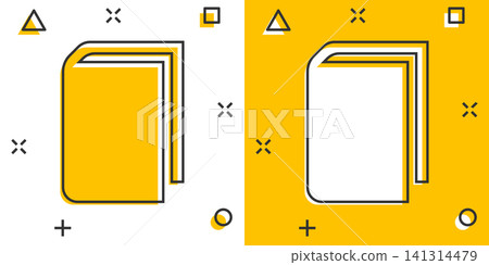 Book education icon in comic style. Literature magazine vector cartoon illustration pictogram. Book paper business concept splash effect. Book education icon in comic style. Literature magazine vector cartoon illustration pictogram. Book paper business concept splash effect. 141314479