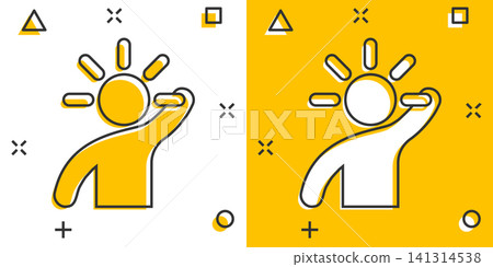 Mind people icon in comic style. Human frustration vector cartoon illustration pictogram. Mind thinking business concept splash effect. Mind people icon in comic style. Human frustration vector cartoon illustration pictogram. Mind thinking business concept splash effect. 141314538