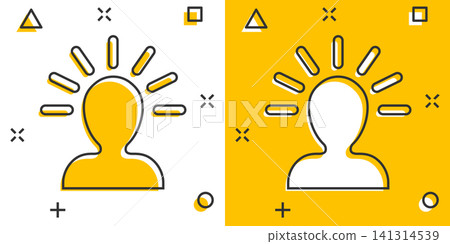 Mind people icon in comic style. Human frustration vector cartoon illustration pictogram. Mind thinking business concept splash effect. 141314539