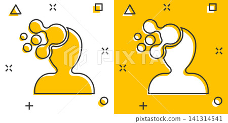 Mind people icon in comic style. Human frustration vector cartoon illustration pictogram. Mind thinking business concept splash effect. Mind people icon in comic style. Human frustration vector cartoon illustration pictogram. Mind thinking business concept splash effect. 141314541