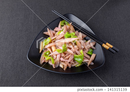 stir-fried gorgon plant stems with green chili, traditional Jiangnan water town cuisine stir-fried gorgon plant stems with green chili, traditional Jiangnan water town cuisine 141315139