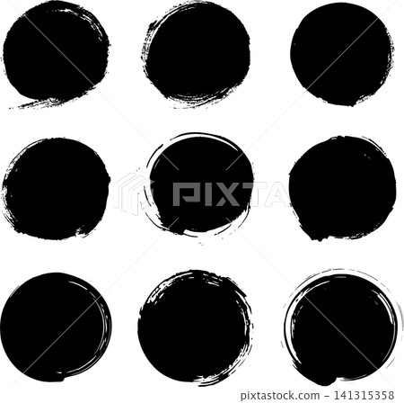 Brush-drawn circular background design material set 141315358