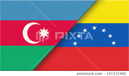 Double Flag of Azerbaijan and Venezuela on Fabric Texture Double Flag of Azerbaijan and Venezuela on Fabric Texture 141315400