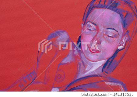 female portrait, pencil drawing illustration, sketch 141315533