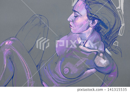 female portrait, pencil drawing illustration, sketch 141315535