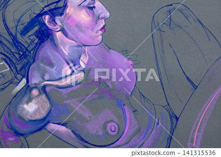 female portrait, pencil drawing illustration, sketch female portrait, pencil drawing illustration, sketch 141315536