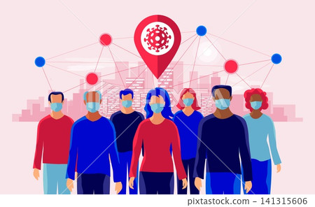 People Wearing Face Mask with Virus Spread among Contact Trace Network People Wearing Face Mask with Virus Spread among Contact Trace Network 141315606