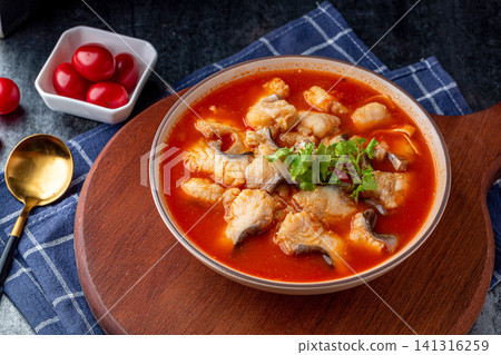 basa Fish Fillet in Tomato Soup Tangy and Savory Seafood Broth basa Fish Fillet in Tomato Soup Tangy and Savory Seafood Broth 141316259