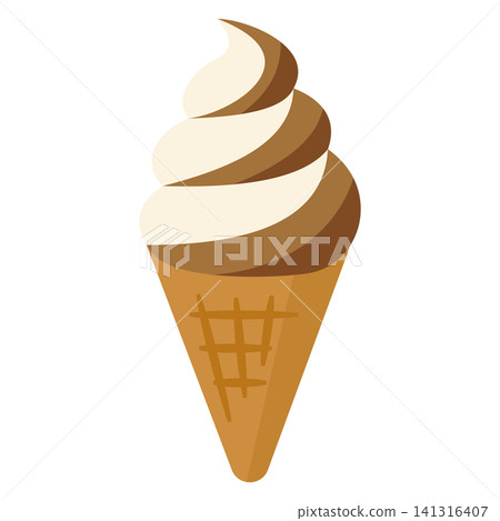 Illustration of a mixed chocolate and vanilla soft serve ice cream Illustration of a mixed chocolate and vanilla soft serve ice cream 141316407