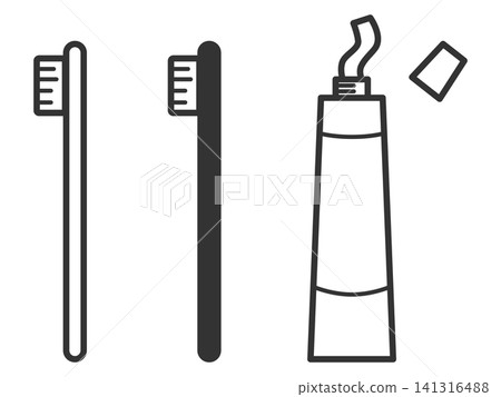 A simple toothbrush and toothpaste icon set A simple toothbrush and toothpaste icon set 141316488