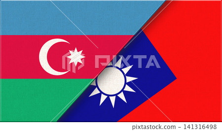 Double Flag of Azerbaijan and Taiwan on Fabric Texture. Double Flag of Azerbaijan and Taiwan on Fabric Texture. 141316498