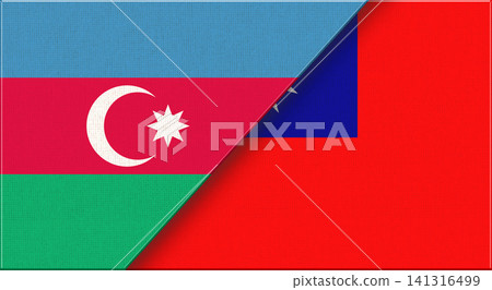 Double Flag of Azerbaijan and Taiwan on Fabric Texture. Double Flag of Azerbaijan and Taiwan on Fabric Texture. 141316499