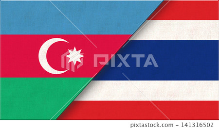Double Flag of Azerbaijan and Thailand on Fabric Texture Double Flag of Azerbaijan and Thailand on Fabric Texture 141316502