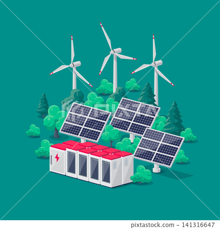 Renewable Energy Smart Grid Power Station with Solar Wind and Battery Storage Renewable Energy Smart Grid Power Station with Solar Wind and Battery Storage 141316647