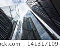 Low angle view of modern skyscrapers in business district 141317109