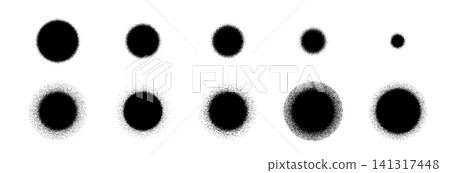 A collection of granular gradient pattern illustrations: Circular, rough noise grunge material, particle brush texture. A collection of granular gradient pattern illustrations: Circular, rough noise grunge material, particle brush texture. 141317448