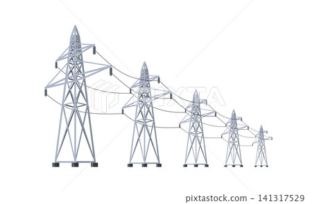 High voltage electricity grid tower pylons. High voltage electricity grid tower pylons. 141317529