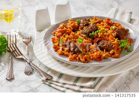 Premium US Balkan Cevapcici Beef Rice Platter Premium US Balkan Cevapcici Beef Rice Platter 141317535