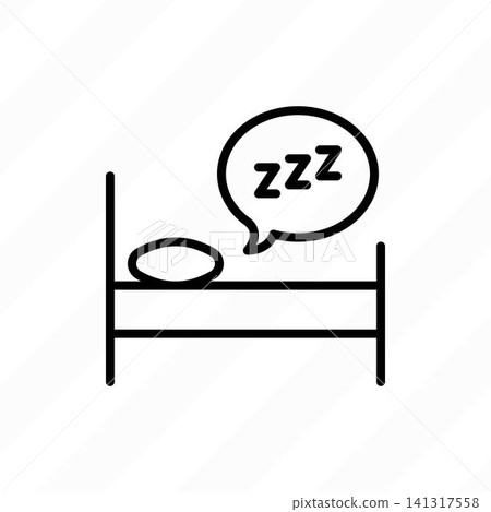 Bed rest thin line icon. Symbol of hostel, motel. Sleep sign. Vector illustration. Bed rest thin line icon. Symbol of hostel, motel. Sleep sign. Vector illustration. 141317558