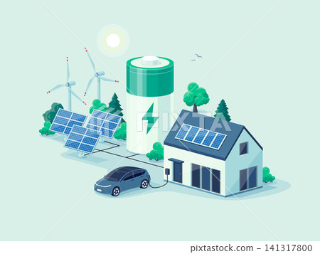 Home virtual battery energy storage with solar panels and electric car charging Home virtual battery energy storage with solar panels and electric car charging 141317800