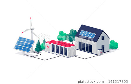Smart virtual battery energy storage with house and renewable solar wind power Smart virtual battery energy storage with house and renewable solar wind power 141317803