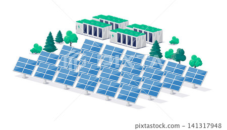 Renewable solar power station with battery electricity energy storage Renewable solar power station with battery electricity energy storage 141317948