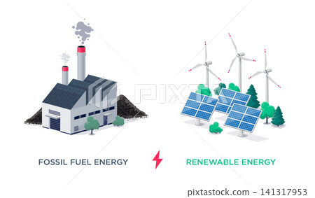 Clean renewable and polluting electricity generation production Clean renewable and polluting electricity generation production 141317953