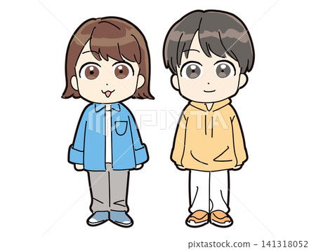 一對二十多歲的年輕男女,穿著休閒服,微笑著站著(全身像,正面照)。 一對二十多歲的年輕男女,穿著休閒服,微笑著站著(全身像,正面照)。 141318052