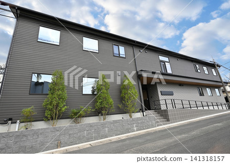 A modern and stylish exterior of contemporary architecture 141318157