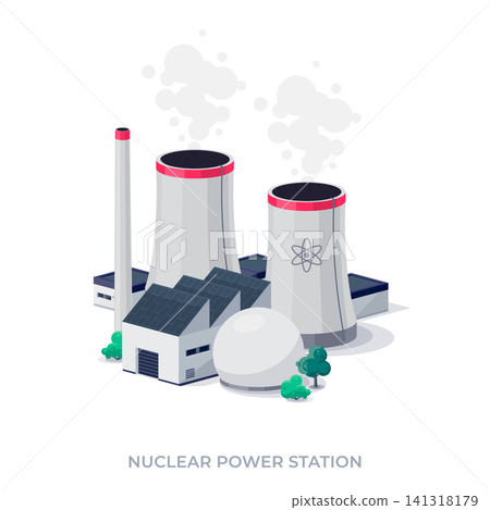 Nuclear reactor power plant station. Nuclear reactor power plant station. 141318179