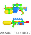 Plastic water guns set isolated on white background, 3D render 141318415