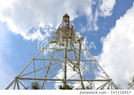 Weather station on blue sky background. Weather station on blue sky background. 141318457
