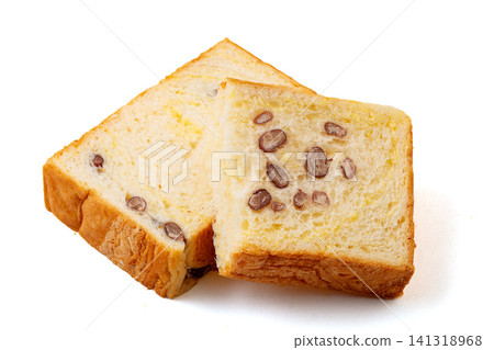 sliced soft white bread toast with red bean swirls and coconut flavor 141318968