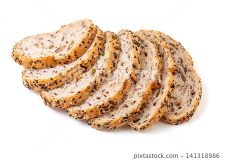slices of artisanal European sourdough bread with flaxseed and walnut slices of artisanal European sourdough bread with flaxseed and walnut 141318986