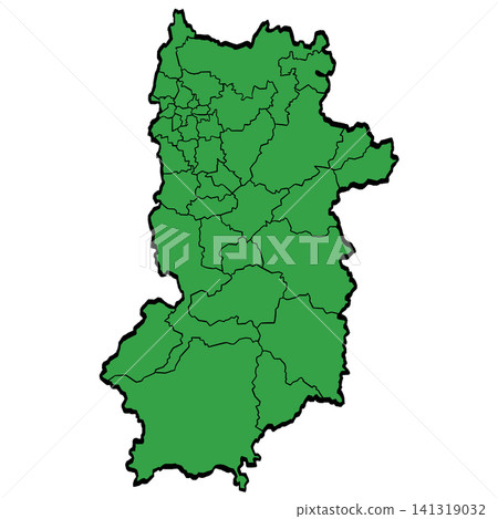 奈良縣地圖:市町村(綠色/筆觸風格) 奈良縣地圖:市町村(綠色/筆觸風格) 141319032