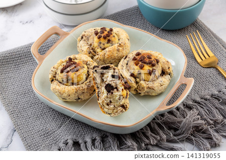 chocolate sandwich cookie crumb scone filled with cream cheese 141319055