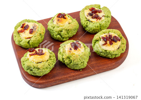 green tea matcha scone with cranberry and cream cheese filling green tea matcha scone with cranberry and cream cheese filling 141319067